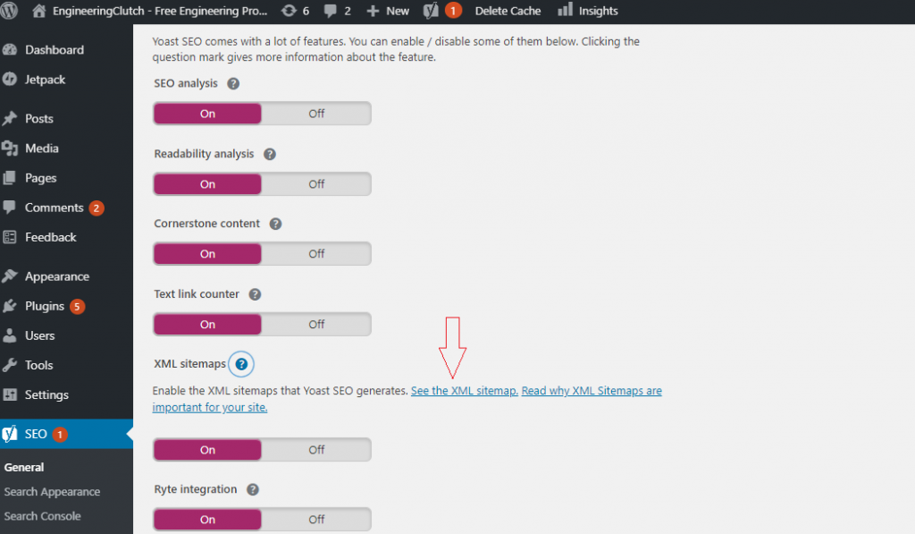 Create XML sitemap with Yoast SEO plugin